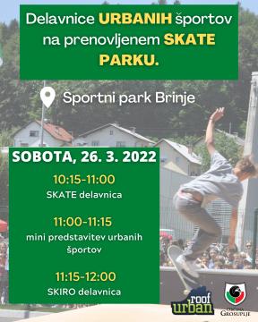 Delavnice URBANIH športov na prenovljenem SKATE PARKU